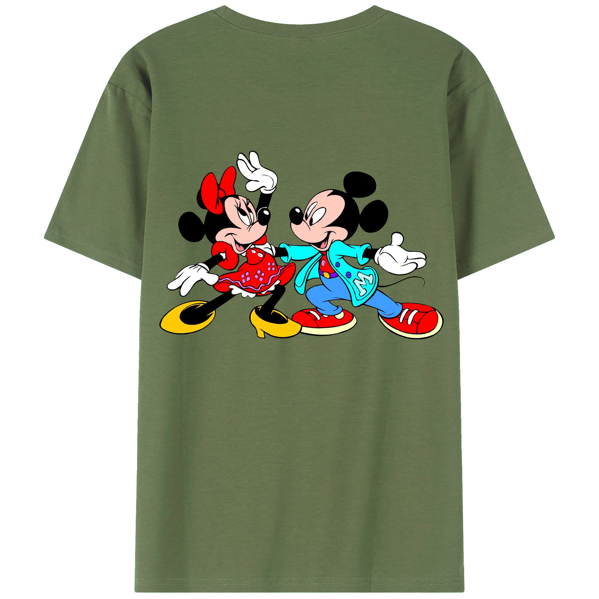 ミッキーマウス Mickey Mouse 綿100％ メンズ半袖Tシャツ（バックプリント） 通気性